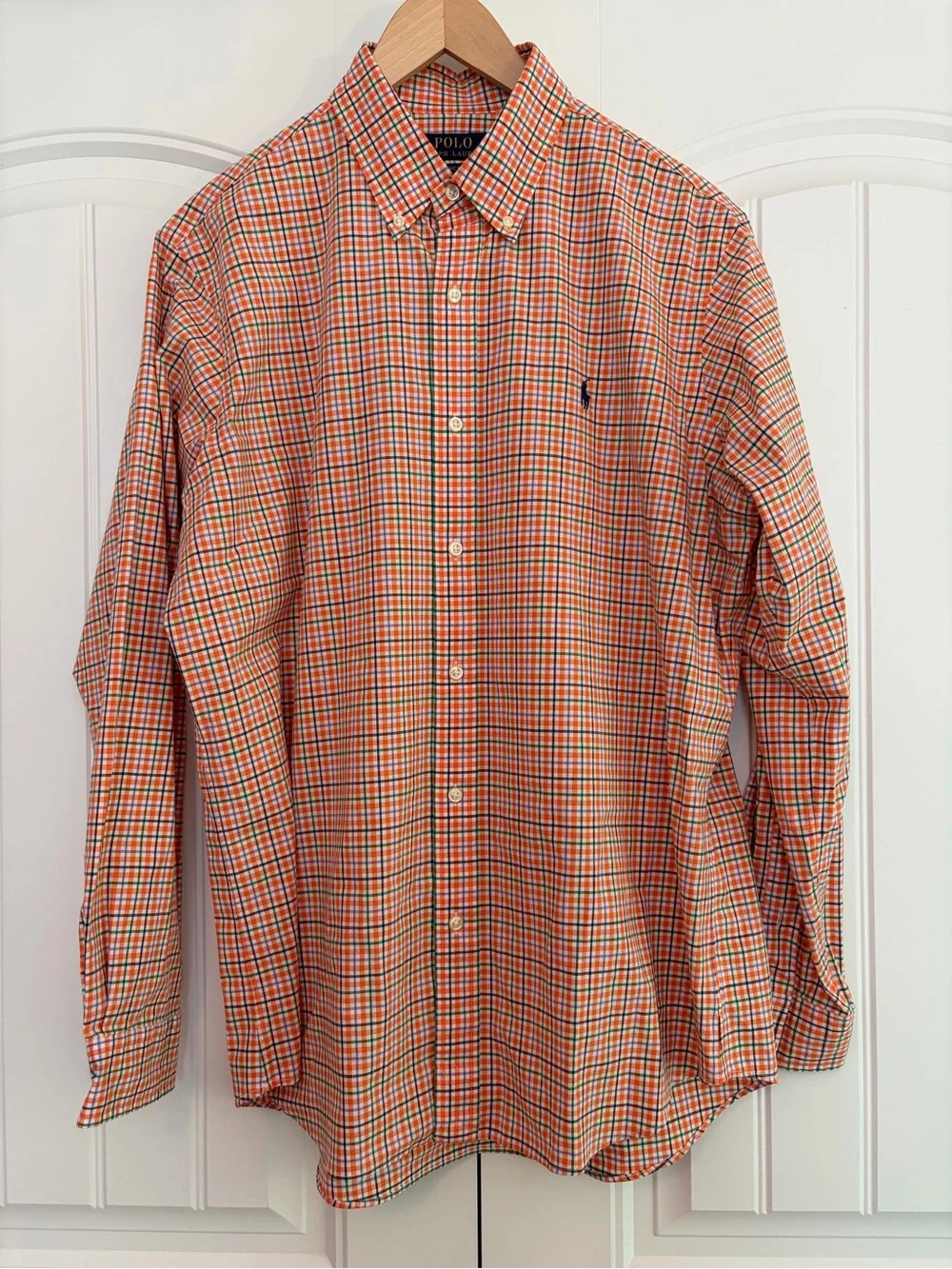 Polo Ralph Lauren Classic Fit Men's Long Sleeve Button Down Shirt Size L Orange